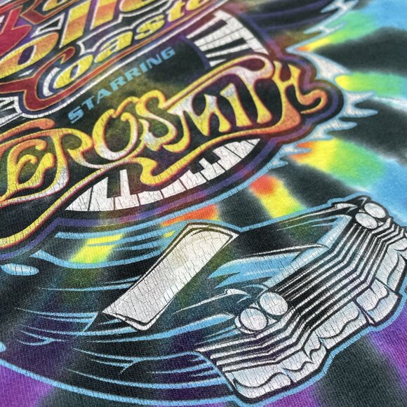 Vintage Single Stitch Disney Aerosmith Graphic Tee 2XL Tie Dye - Picture 4 of 12